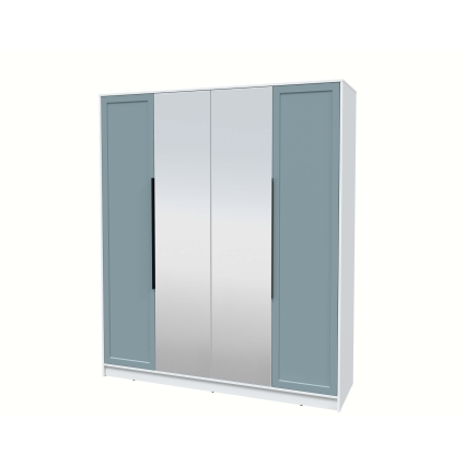 Шкаф распашной Тренд КТ-Ш4 (з) (Белый платинум ЛДСП/ Океан ЛМДФ) Ш1800 В2128 Г547